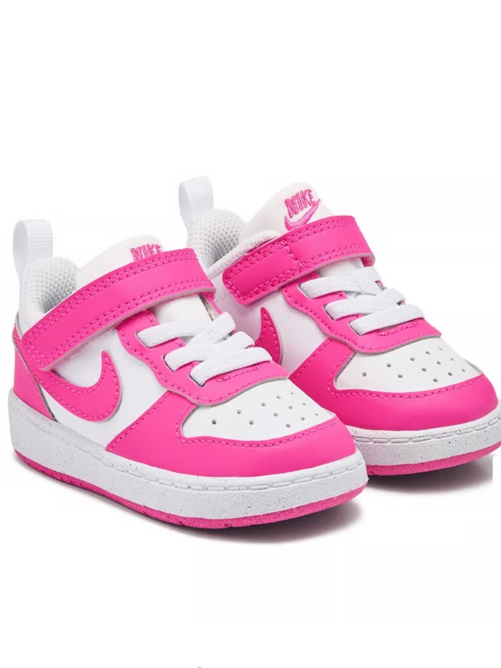 Nike Kids White and Hot Pink Velcro Low-Top Sneakers